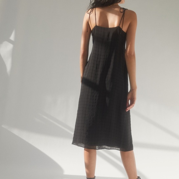 Wilfred Liberty Black Strappy Empire Waist Midi Dress Size 10 - Picture 3 of 9